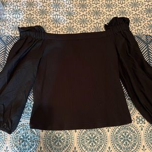 Black off the shoulder frill Longsleeve